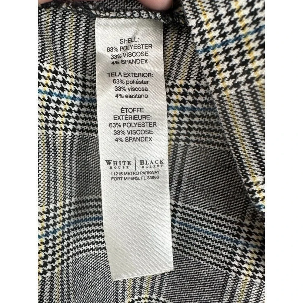 White‎ House Black Market Grey Plaid Ruffle Sleeve Shift Dress Size 8